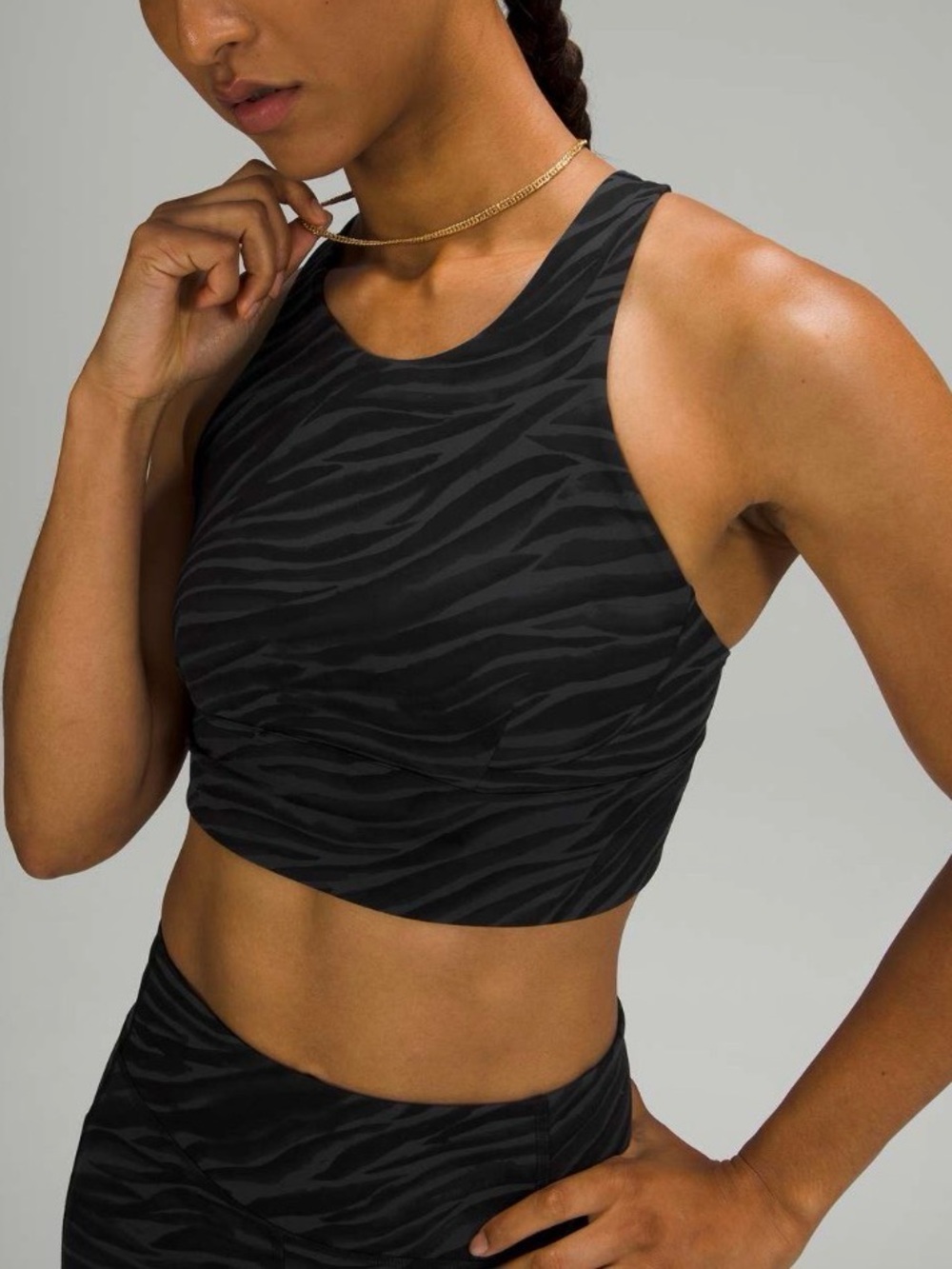 Lululemon Wunder Train Long Line Sports Bra Med Support C/D Le Tigre Camo Sz 4